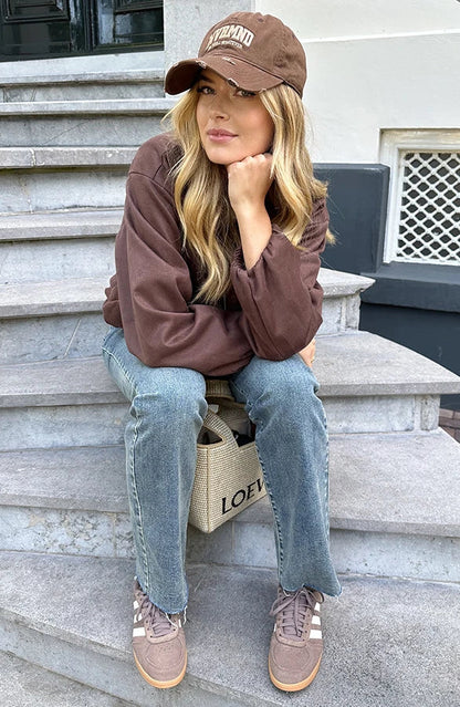 Damen Jeans mit weitem Bein hoch tailliert Stone-Wash mit Stretch