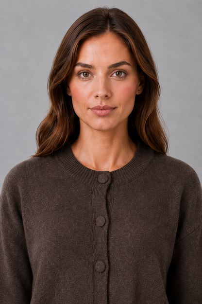 Offene Front des Damen-Cardigans mit lockerem Oversize-Fit aus grobem Strick
