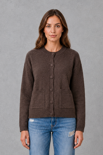 Damen-Cardigan aus grobem Strick mit Oversize-Schnitt und offener Front