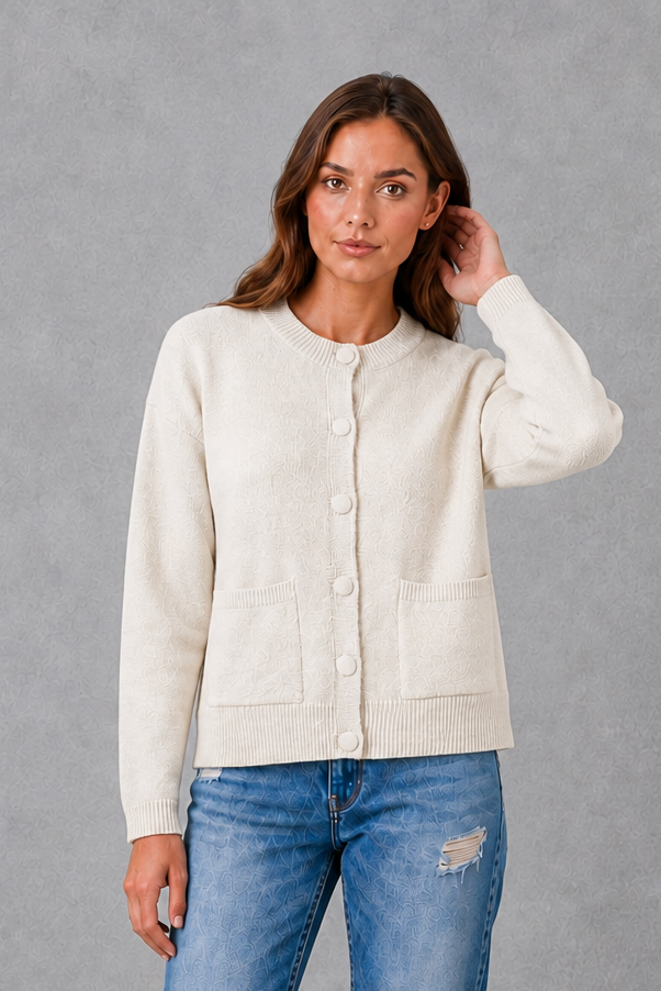 Oversize-Strickjacke für Damen mit markanter Grobstrickstruktur und offenem Design