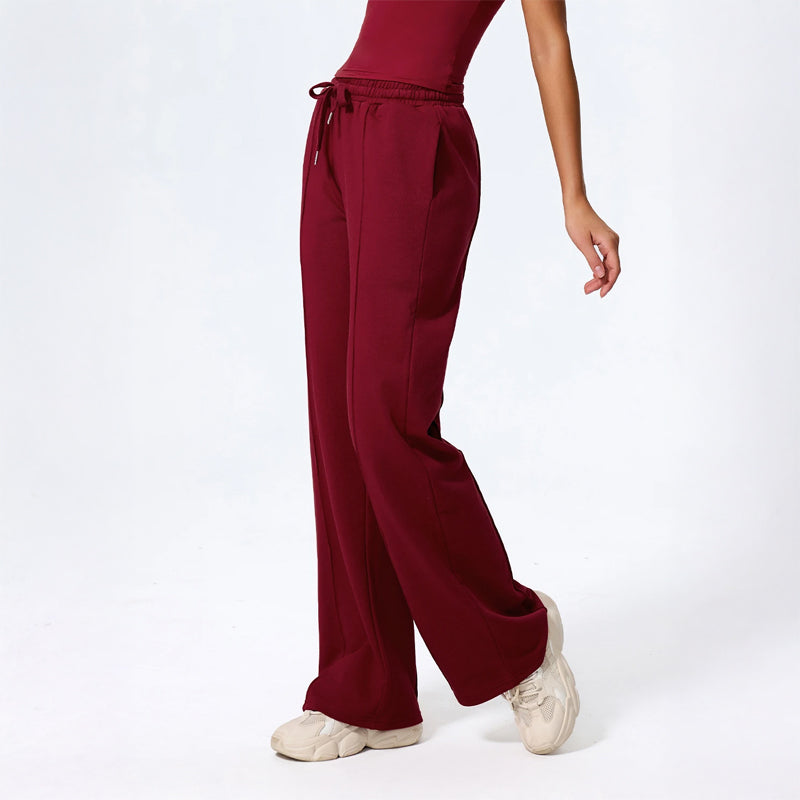 Damen Loungehose Wide Leg Voll­lang Mit Kordelzugbund