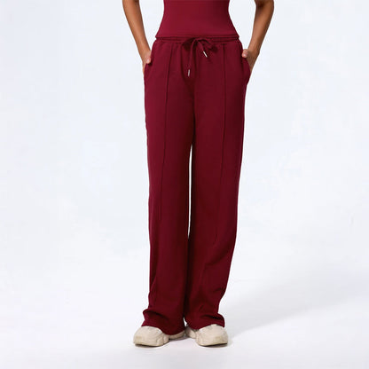 Damen Loungehose Wide Leg Voll­lang Mit Kordelzugbund