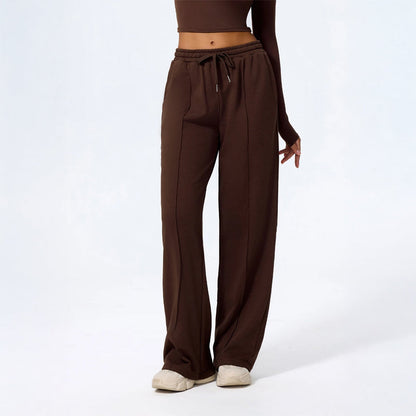 Damen Loungehose Wide Leg Voll­lang Mit Kordelzugbund