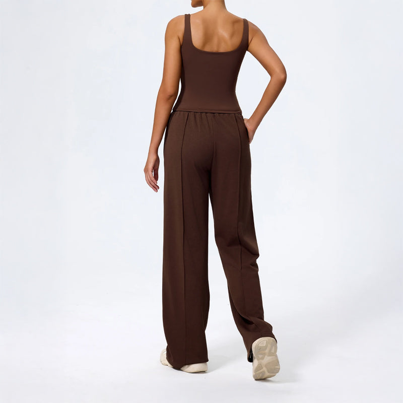 Damen Loungehose Wide Leg Voll­lang Mit Kordelzugbund