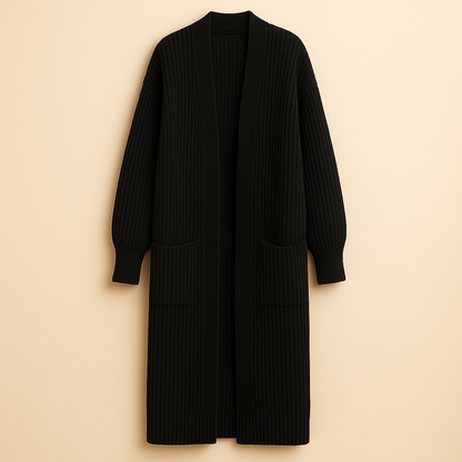 Damen Langer Strick-Cardigan Mit Offener Front Und Oversized-Passform
