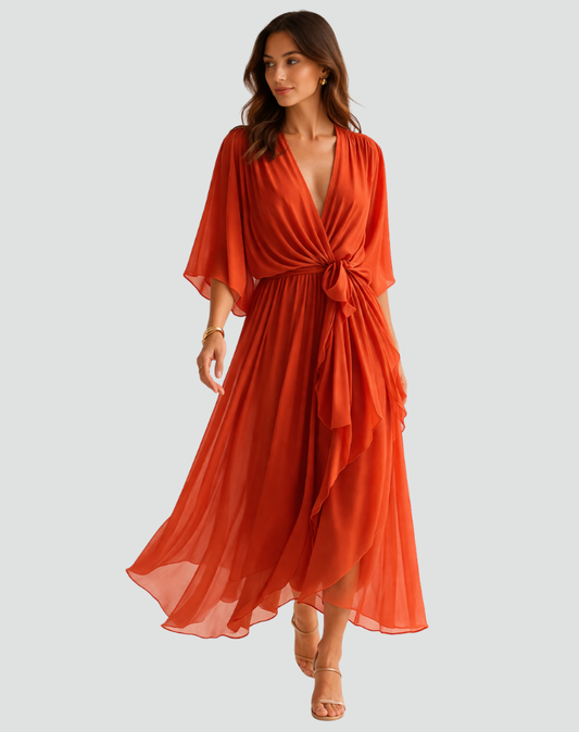 Damen-Wickel-Maxikleid für stilvolle Sommerlooks