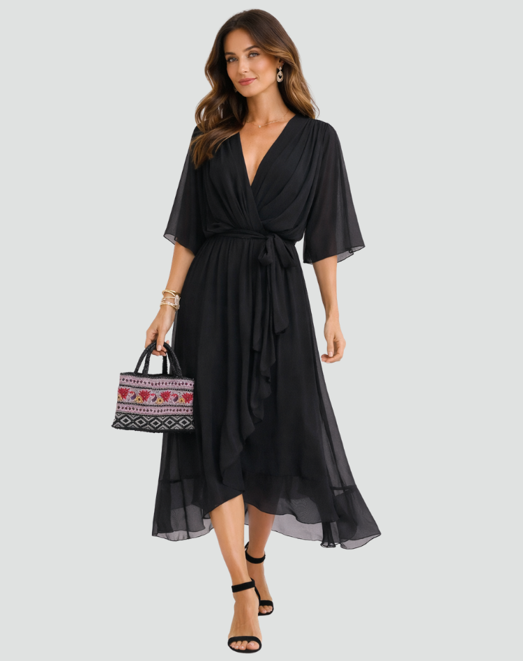 Elegantes Wickel-Maxikleid für Ferien und Strand
