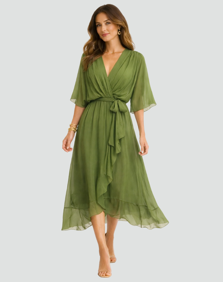 Damen Wickel Maxikleid