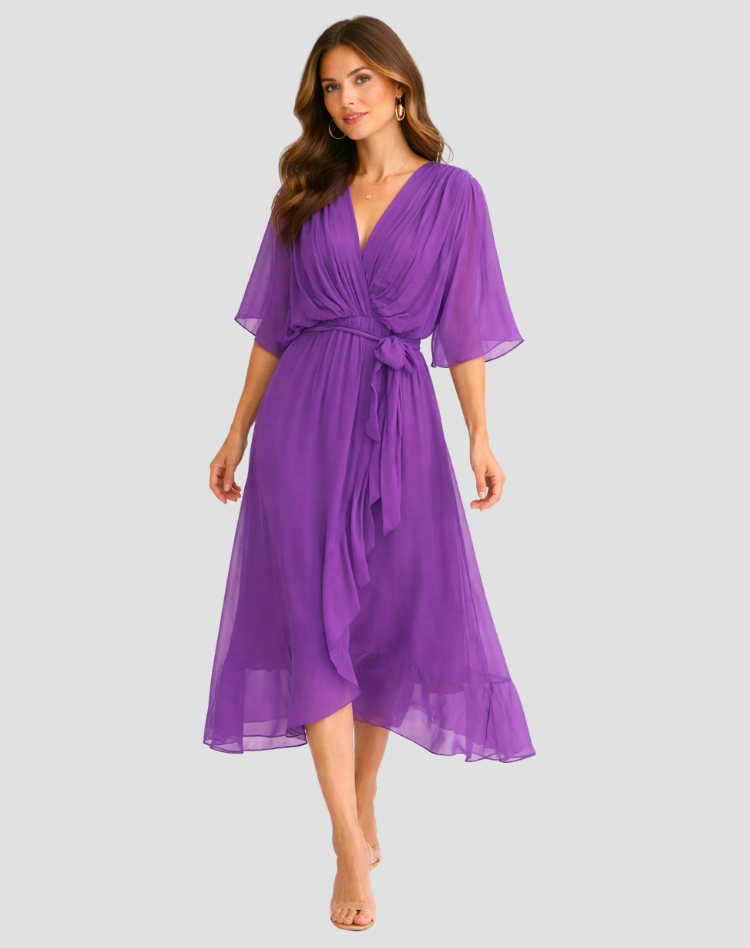 Damen Wickel Maxikleid