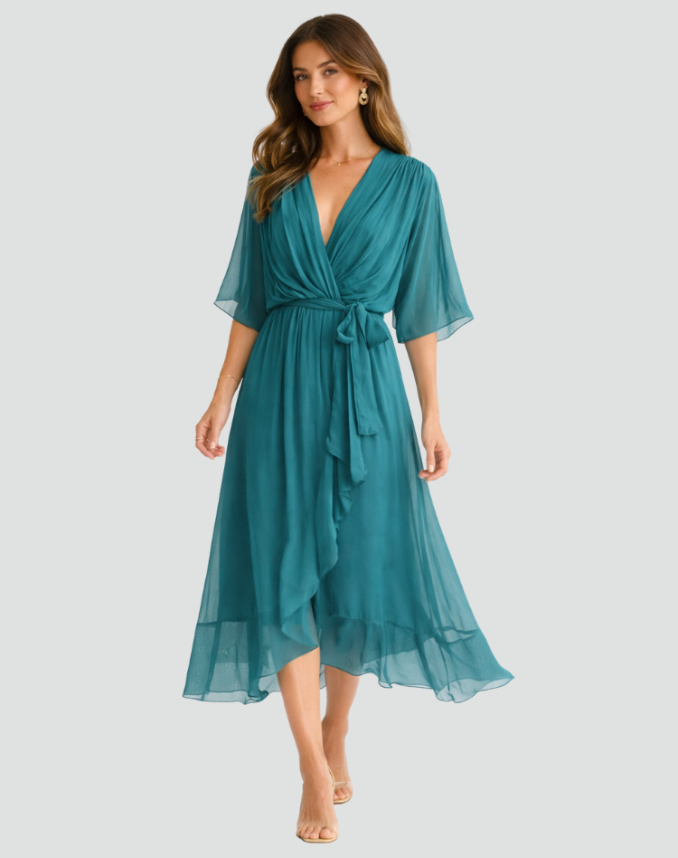 Damen Wickel Maxikleid