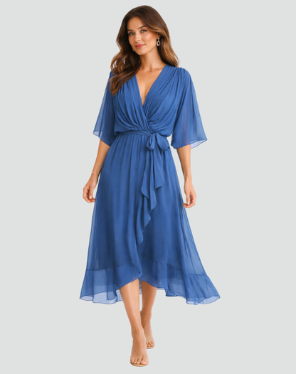 Damen Wickel Maxikleid