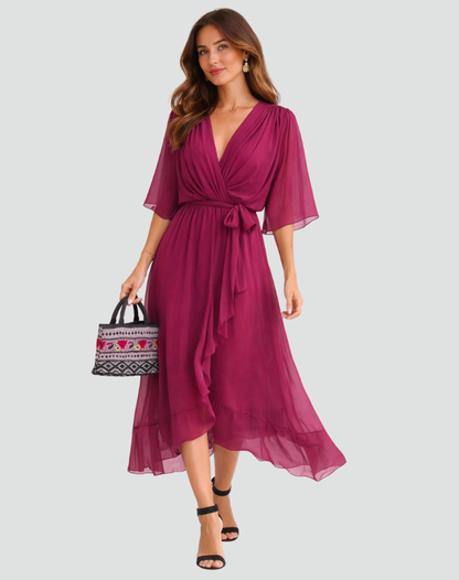 Damen Wickel Maxikleid