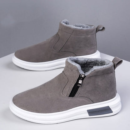 Herren Winterstiefeletten mit Seitlichem Reißverschluss und Flacher Gummisohle