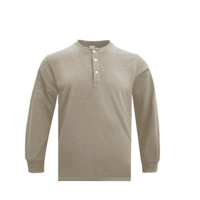 Herren Langarm Henley Shirt – Schweres Material Normale Passform