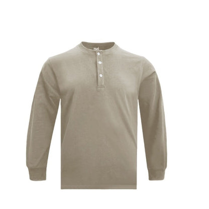 Herren Langarm Henley Shirt – Schweres Material Normale Passform