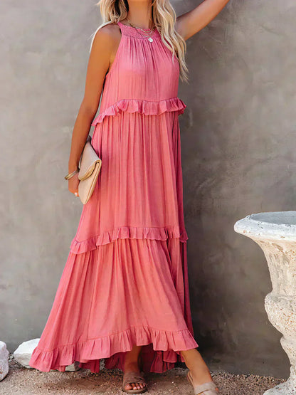 Damen Sommerkleid ohne Ärmel mit Rüschendetails