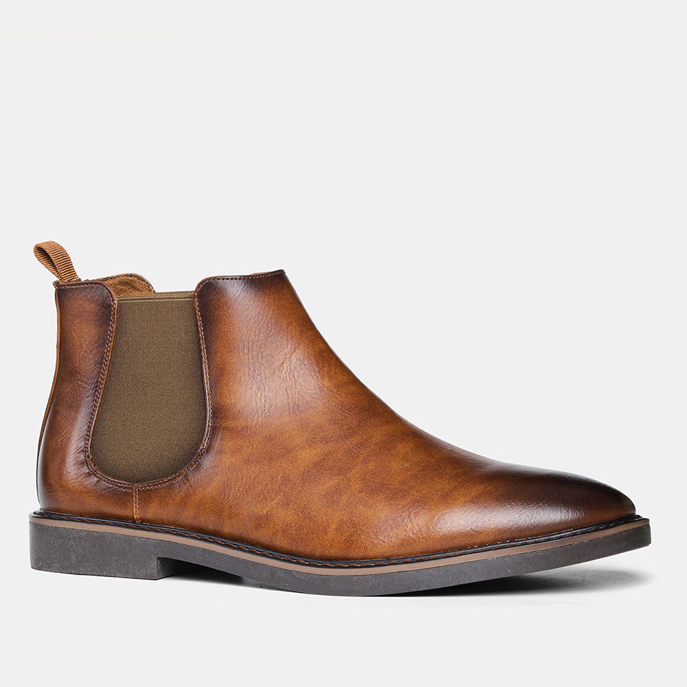 Men's Chelsea Boots PU Leather Look Round Toe Low Ankle