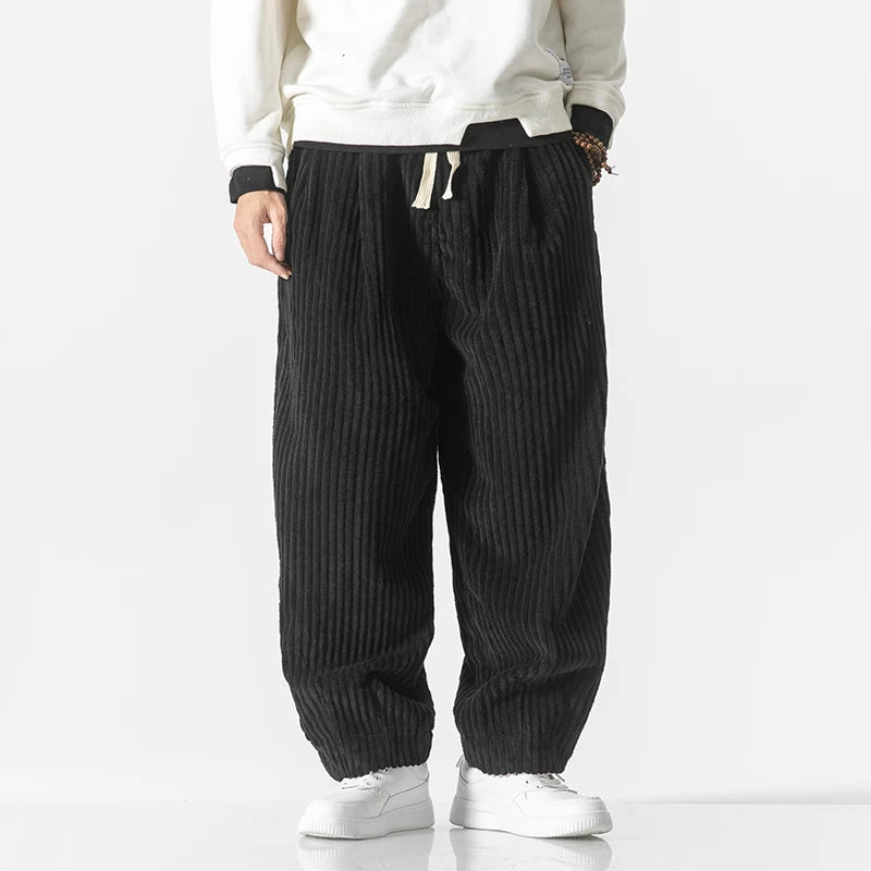 Herren-Loungehose mit Cordstruktur und Kordelzugbund