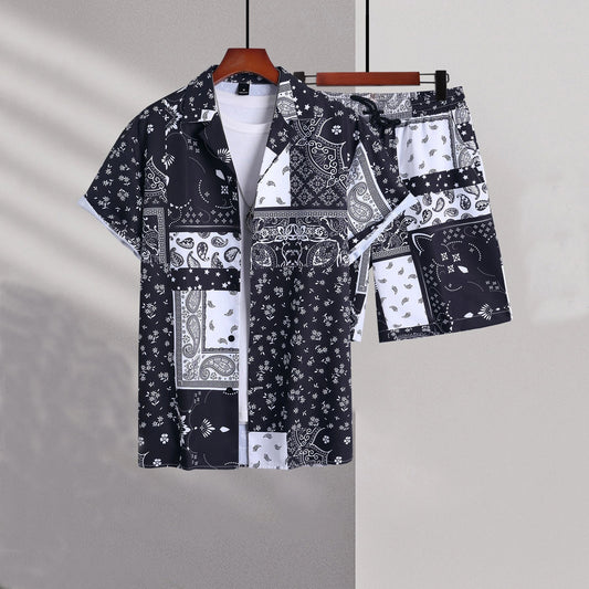 Herren Kurzarm-Cardigan Und Shorts, Zweiteiliges Set Aus Vier-Wege-Stretchmaterial, Leichtem Alltagsoutfit