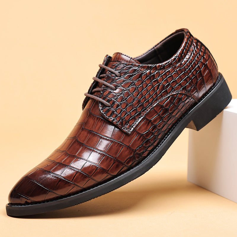 Herren Business Schnürschuhe mit Geprägtem Design – Spitz Zulaufende Form