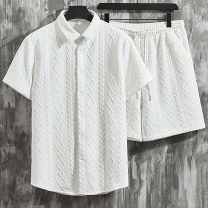 Herren-Frühlings-Shorts-Set: Kurzarm-T-Shirt Und Shorts Mit Rautenmuster