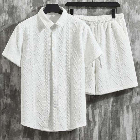Herren-Frühlings-Shorts-Set: Kurzarm-T-Shirt Und Shorts Mit Rautenmuster