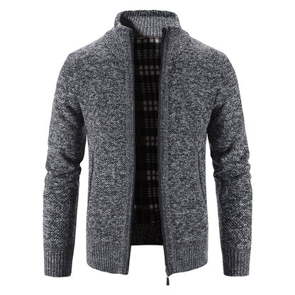 Men's Knit Cardigan Loose Fit Long Sleeve Open Design – Wool Blend