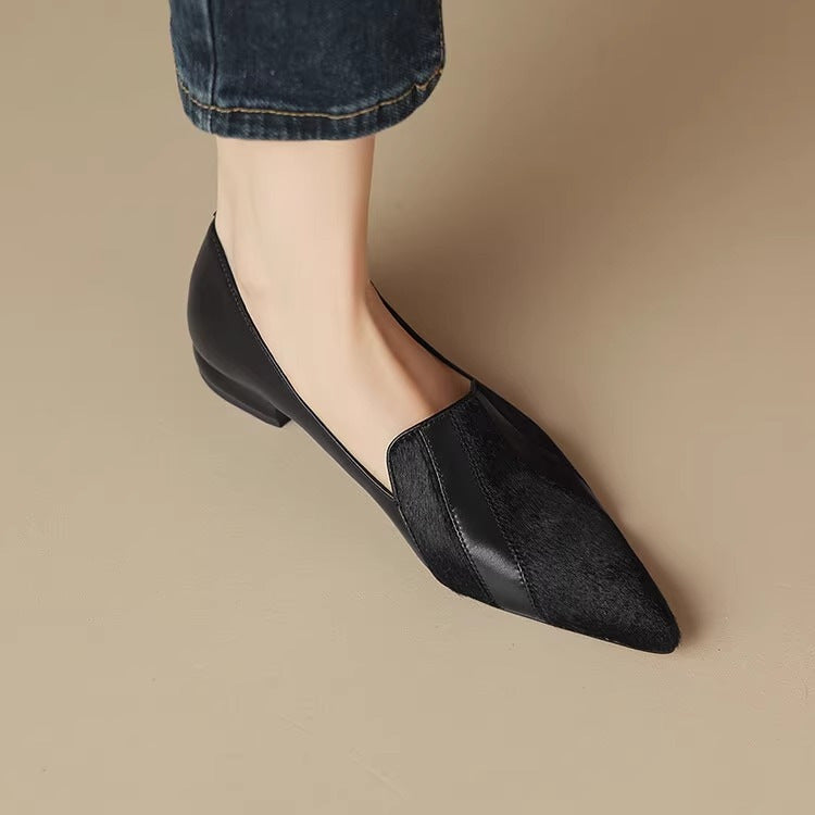 Damen-Slipper Mit Spitzer Zehenpartie, Flach Und Niedrig Geschnitten