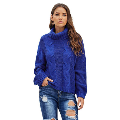 Women's Winter High-Neck Sweater Solid Color Long Sleeve