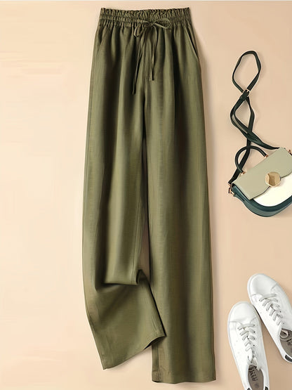 Damen High Waist Hose mit Kordelzug