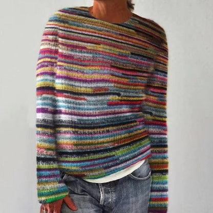 Women's Sweater with Long Sleeves, Solid Color Knitted Sweater