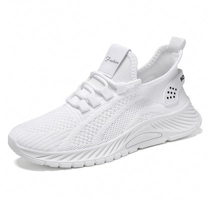 Women's lace-up running sneakers with flat sole and breathable upper