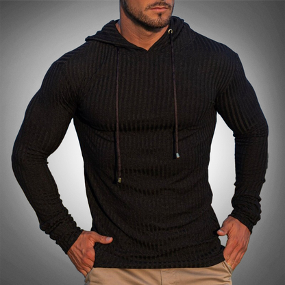Herren Strickpullover mit Kapuze und Slim-Fit-Design