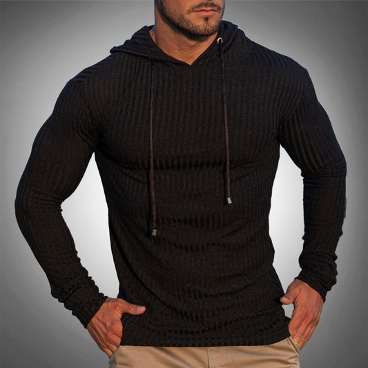 Herren Strickpullover mit Kapuze und Slim-Fit-Design