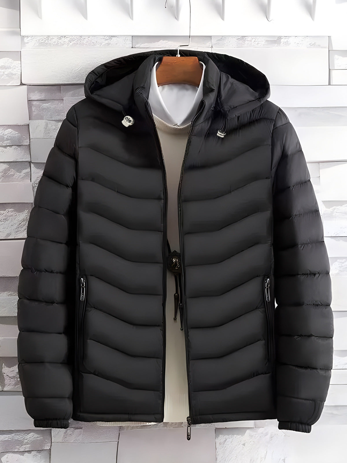 Steppjacke mit abnehmbarer Kapuze und hohem Kragen