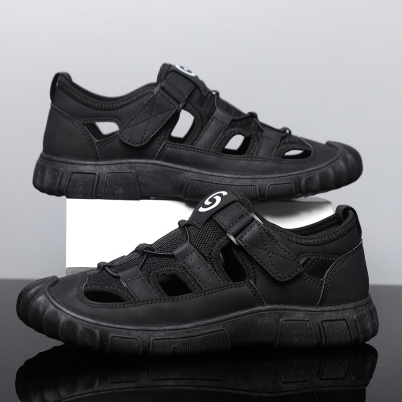 Herren-Sommersandalen Mit Mesh-Obermaterial, Klettverschluss, Hohlem Design Und Gummisohle