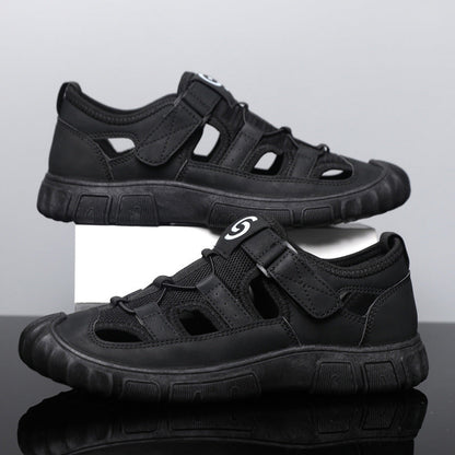 Herren-Sommersandalen Mit Mesh-Obermaterial, Klettverschluss, Hohlem Design Und Gummisohle