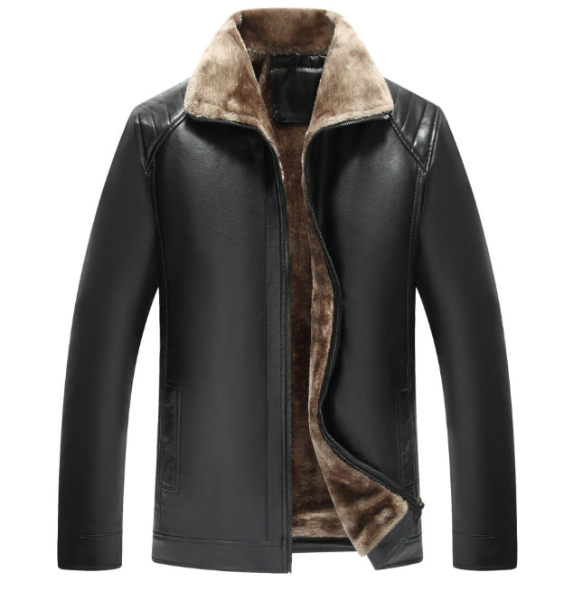 Men's winter quilted jacket with turn-down collar and multiple pockets