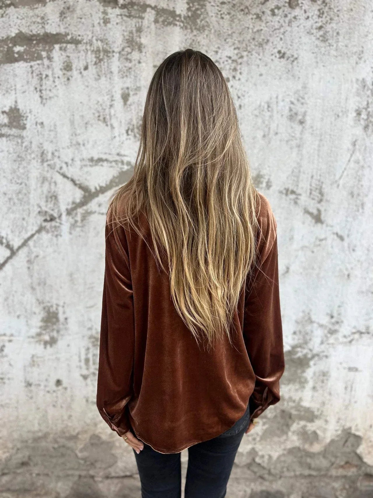 Women's Autumn Velvet Shirt Classic Collar Button Placket