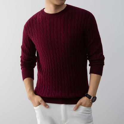 Herren Jacquard Pullover Lockerer Schnitt Langarm – Woll-Mischung