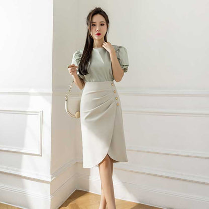 Plissierter Midirock für Damen mit Schlitz und tailliertem Bund – Eleganter Stil