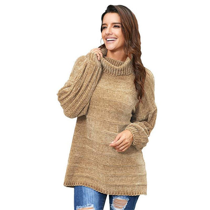 Women's Winter High-Neck Sweater Solid Color Long Sleeve