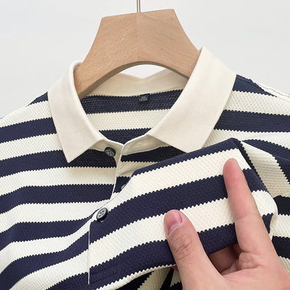 Men's Striped Short-Sleeve Round-Neck Shirt