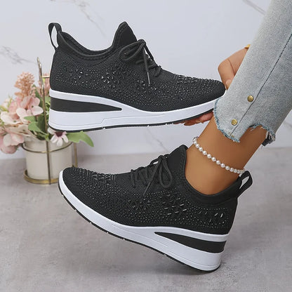 Damen Orthopädische Sneaker Mit Fußgewölbestütze Und Strassdesign