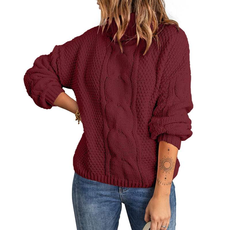 Women's Winter High-Neck Sweater Solid Color Long Sleeve