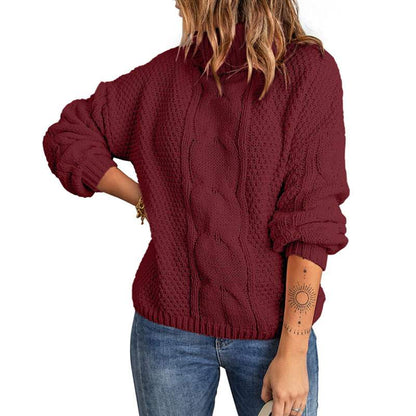 Women's Winter High-Neck Sweater Solid Color Long Sleeve
