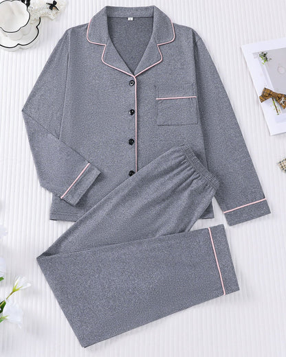 Leichtes Damen-Cardigan-Set Mit Langen Ärmeln Und Reverskragen, Dazu Passende Lange Hose