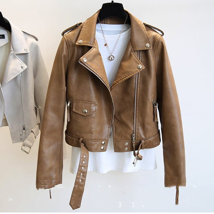 Women's Slim-Fit Biker Jacket with Snake Print, Notch Collar, and Zipper
