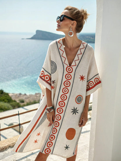 Damen Strandurlaubskleid Mit Print, Lockerer Passform Und A-Linien-Rock – Lässiger Stil