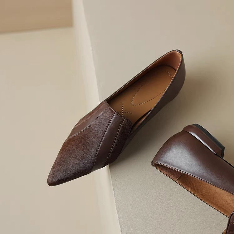 Damen-Slipper Mit Spitzer Zehenpartie, Flach Und Niedrig Geschnitten
